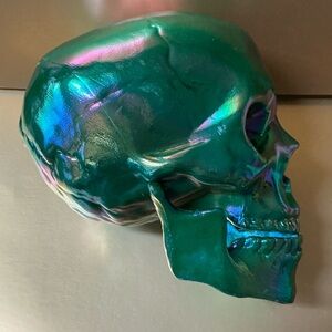 Iridescent Plastic Green Pirate Day Skull Art Decor